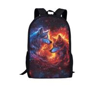 Binienty Kids Backpack Fire Galaxy Wolf Primary School Kindgarten Bookbag for Boys Casual Daypack Rucksack