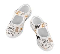 Binienty Kids Wide Shoes for Girls Boys,Cartoon Kitten Mary Jane Shoes for Kids Barefoot Shoes Casual Mash Mary-Jane Sneakers Breathable Walking Shoes Slip On Shoes