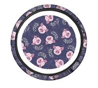 Binienty Lovely Pink Pig Print Car Stretch-on Steering Wheel Cover, Sweat Absorption Non Slip Steering Wheel Wraps for Women Girls