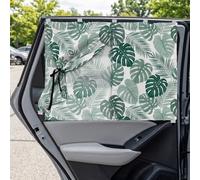 Binienty Magnetic Car Sun Shades for Baby and Kids, 2 Pack Tropical Leaf Print Dual-Layer Side Window Shades for Rear Seat Privacy, Heat Reduction and UV Block