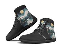 Binienty Men's Forest Print Barefoot Waterproof Exploration Shoes, Unisex High Top Ankle Trail Hiking Boots for Riverbank Fishing & Forest Scouting, US 6