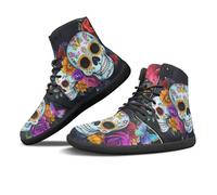 Binienty Men's PU Leather Barefoot Sneakers Sugar Couple Skull Winter Fall Ankle Boots Quick Dry High Top Water Shoes for Huntting Fishing, US 11.5