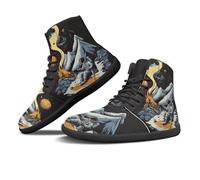 Binienty Men's & Women's Barefoot Marshland Boots, PU Leather High Top Minimalist Zero Drop Shoes for Men Wide Fits Waterproof Dressy - Snowy Mountain Astronaut, US 8.5