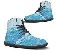 Binienty Men's Women's Blue Barefoot Minimalist High Top Shoes - PU Leather Water-Ready Unisex Sneakers for Men & Women Lightweight for Outdoor Activities, US 14