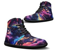 Binienty Men's Women's Minimalist Barefoot Shoes Gradient Milky Way High Top Lace Up Barefoot Flat Sneakers Comfortable Tennis Walking Hiking Shoes Mens Outdoor Footwear,US 9