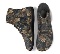 Binienty Navy Blue Hunting Camo Forest Men's High Top Lace Up Zero Drop Barefoot Shoes with Ankle Support Lightweight Minimalist Mountaineering Boots for Unisex, US 14