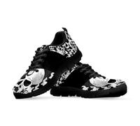 Binienty Off-White Skull Women's Flexible Running Shoes with Memory Foam - Gym Trainers for Sunrise Yoga, Pilates Classes and Park Circuit Training, UK 6