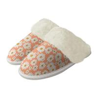 Binienty Orange Daisy Slippers for Men Women Vintage Bedroom Slippers Anti-Skid Cozy Plush Slide Shoes for Indoor Outdoor Travel Weekends Business Trips, Size 6.5-7.5