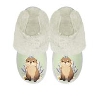 Binienty Otter Butterfly Winter Fuzzy House Slippers Womens Girls Cute Sandals Plush Fur Fluffy Slippers Indoor Warm Slide Shoe, Size 4.5-5.5