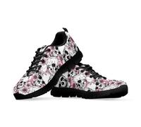 Binienty Pink Lily Skull Breathable Trainers for Women Mens Lightweight Comfort Shoes for Museum Visits, Weekend Markets, UK 10