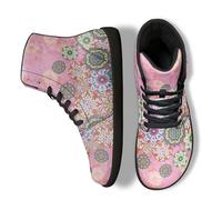 Binienty Pink Mandala Womens High Top Barefoot Walking Shoes Wide Toe Box Lace Up Flat Sneaker Cozy Soft PU Leather Casual Sports Water Shoes for Women Men Outdoors