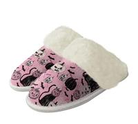 Binienty Pumpkin Cat Fuzzy Slippers Womens Girls Plush Lining House Slippers with Fur Edge for Costume Completing & Midnight Spell Casting, Size 6.5-7.5