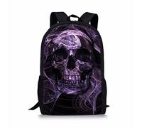 Binienty Purple Large Capacity Casual Daypack Shoulder Backpack,Ghost Skull Printed Kids Boys Girls School Bookbag
