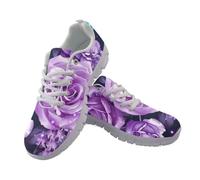 Binienty Purple Rose Lace-Up Trainers for Womens Mens Urban Explorers Casual Sneakers Breathable Mesh Fashionable Shoes for Ladies with Anti-Slip Sole, UK 11