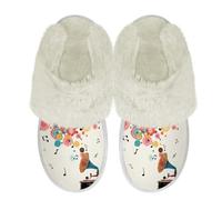 Binienty Record Music Notes Women's Ultra-Cozy Fuzzy Slippers with Fur Edge, Memory Foam Plush Home Shoes for Men Ladies Slip on Slippers for Stair Safety & Cold Day Errands, Size 7.5-8.5