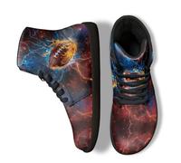 Binienty Red & Blue Blitz Rugby Minimalist Barefoot Shoes for Men High Tops Size 12.5 Lace Up Casual Walking Flats PU Leather Non Slip Athletic Barefoot Shoes for Workout