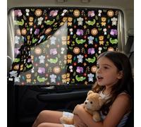 Binienty Safari Animal Print Car Sun Shades for Rear Side Window, 2 Pack Magnetic Baby Window Covers with Dual Layers for Blackout Sleep and Sun Protection