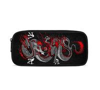 Binienty School Pencil Case for Kids Teen Boys Girls,Chinese Dragon Printed Stationery Pencil Case Bag