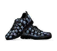 Binienty Skull Bone Pattern Quick-Dry Mesh Sneakers for Women Outdoor Non-Slip Sole Fitness Shoes for Dance Workouts and Indoor Cycling, UK 10