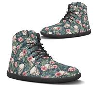 Binienty Skull Wide Barefoot Boots for Men, Women's Tropical Pine Needle Leaf Athletic Hiking Boots for Outdoor PU Leather Waterproof Water Shoes for Casual Daily, US 6.5