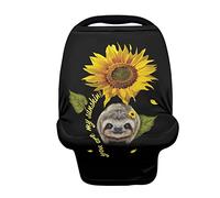Binienty Sloth Sunflower Baby Car Seat Covers and Nursing Cover,ElegantStretchy Durable Car Seat Covers for Babies, Durable Fabric