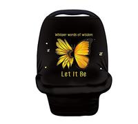 Binienty Soft & Breathable Multi-use Baby Car Seat Covers Canopy Shopping Cart Cover Breastfeeding Scarf for Moms, Sunflower Butterfly Let It Be Pattern