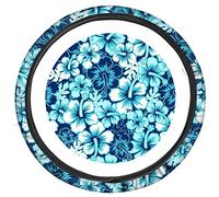 Binienty Soft Comfort Car Steering Wheel Cover, Hawaiian Aqua Hibiscus Flower Print, Car Accessories Anti Slip Steering Wheel Wraps