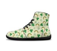 Binienty St. Patrick's Minimalist Barefoot Shoes for Men with Zero Drop Sole Mens Womens Rainbow Leaf Hi-top Barefoots Lightweight Lace Up Flat Shoes for Running and Walking,US 10