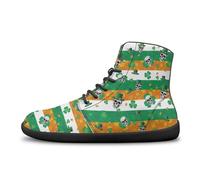 Binienty St. Patrick's Skull Barefoot Shoes for Men Zero Drop Green Orange Stripe Minimalist Barefoot Sneaker Adult Slip On Lace Up Sneaker Running Teenis Shoes,US 11