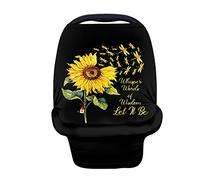 Binienty Stretchy Durable Baby Car Seat Cover, Sunflower Dragonfly- Whisper Words of Wisdom- Let It Be, Infant Carseat Canopies