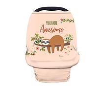 Binienty Stretchy & Durable Car Seat Cover for Babies, You are Awesome Cute Sloth Print, Infants Carseat Canopies Stroller Cover, Baby Shower Gifts