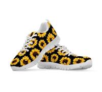 Binienty Sunflower Lace-Up Trainers for Womens Mens Urban Explorers Casual Sneakers Breathable Mesh Fashionable Shoes for Ladies with Anti-Slip Sole, UK 9