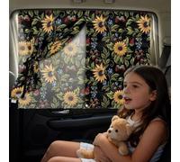 Binienty Sunflower Rear Side Car Window Shades, 2 Pack Magnetic Baby Sun Shades with Blackout and See-Through Modes for Travel and Nap Time