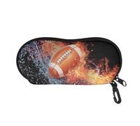 Binienty Sunglasses Holder Case Bag, Durable Zip, Fire Rugby Print Soft Portable Eyeglasses Bag