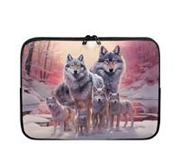 Binienty Sunset Wolf Family Laptop Sleeve Carry on Laptop Case for Notebook Computer, Waterproof Slim Business Laptop Briefcase Computer Sleeve Cover