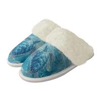 Binienty Tropical Turtle Fuzzy Slippers for Women Men, Retro Soft Fluffy Warm House Shoes Casual Couple Indoor Outdoor Anti-Skid Warm Slide Slippers, Size 9.5-10.5