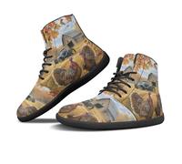 Binienty Turkey Pattern Women's Wide Width Minimalist Barefoot Shoes, Vintage Fall Winter High Top Boots for Men Fashion PU Leather Casual Sneakers Daily Wear, US 11