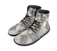 Binienty Unisex Barefoot Casual Shoes - Off-White Marble Print Zero Drop & Wide Toe Box Sneakers for Natural Movement, US 13.5
