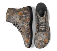 Binienty Unisex Minimalist Hiking Boots Maple Leaf Hunting Camo Waterproof PU Leather Barefoot Shoes for Men Women for Rocky Trails, US 7.5