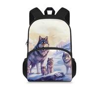 Binienty Wolf Family School Backpack for Kid Girls Boys, Lightweight Casual Daypack School Bag Bookbag for Toddler