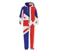 Binienty Womens British Union Jack Flag Pajamas Bowtie Onesie Adults Long Sleeve Sleepwear for King's Coronation, VE Day, Jubilee, Britain Fancy Dress Costume