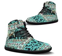 Binienty Women's Cow Print Wide Minimalist Barefoot Sneakers, Aztec Turtle Wide Toe Box Zero Drop Barefoot Shoes for Men Trail Road Running Footwear, US 7.5