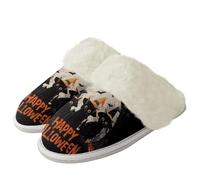 Binienty Womens Mens Fuzzy Slippers Retro Memory Foam Black Cat Plush Fluffy Warm Slippers Indoor House Home Winter Shoes, Holiday Gifts for Family, Size 5.5-6.5