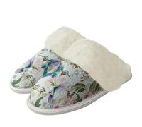 Binienty Women's Plush Fuzzy Slippers Hummingbird Butterfly Print House Shoes with Non-Skid Rubber Sole - Ultra Soft Comfort Slippers for Cold Mornings, Size 6.5-7.5