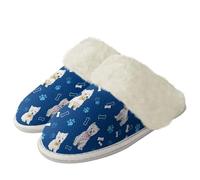 Binienty Women's White Dog Pawprint Fuzzy Slippers - Plush Soft House Shoes Non-Slip Indoor Outdoor Flat Slippers for Morning Coffee Runs and Pet Cuddle Time, Size 4.5-5.5