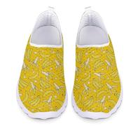 Binienty Yellow Banana Print Mesh Breathable Shoes Walking Running Sneakers Flat Sneakers for Women Men