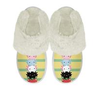 Binienty Yellow Striped Axolotl Axolotl Fuzzy Slippers for Women Indoor and Outdoor, Girls' Cartoon Plush Memory Foam Cozy House Slippers Soft Bedroom Shoes, Gifts for Her, Size 2.5-3.5