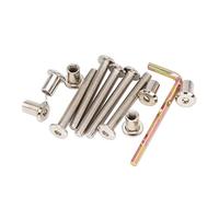 binifiMux 10-Pack M6x45mm Rivet Countersunk Hex Socket Cap Bolts and Hex Head Barrel Nuts for Furniture Cribs Chairs, Nickel Plated