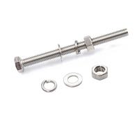 binifiMux 4-Pack M8 x 180mm Hexagon Screws Hex Bolts with M8 Hex Nuts Flat Washers/Spring Lock Washers Set, 304/18-8, Plain Finish