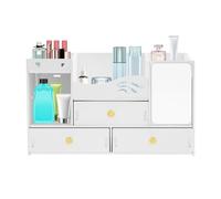 biniliubi Make up Organiser, Dressing Table Organizer with Drawers, Cosmetic Organisers PVC Material, Skincare Organiser Beauty Caddy Storage Box for Dresser & Bathroom, Dust-Proof Waterproof, White